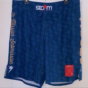 Storm Kimonos Standard Issue Training Board Shorts Blue UFC MMA BJJ Size 36